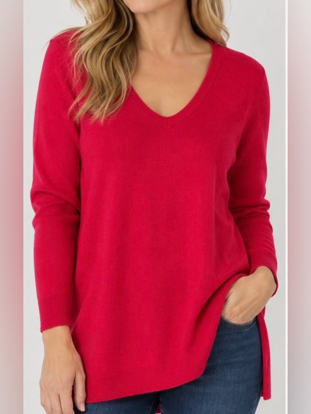Lord & Taylor 100% Cashmere V Neck Sweater Punch Pink XL NWT